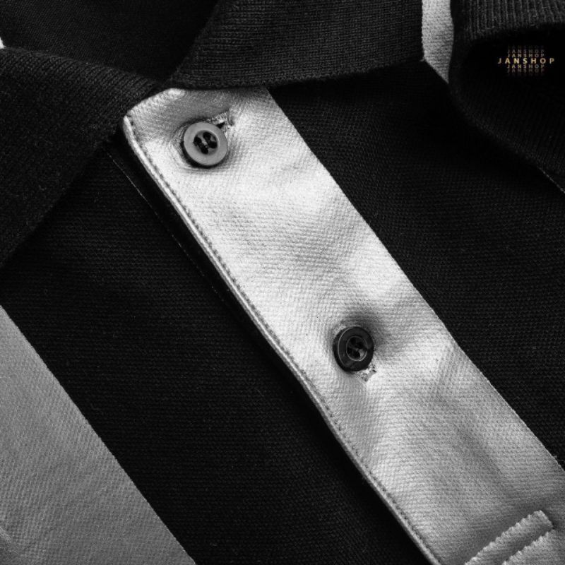 [size lớn <110kg] Áo thun nam polo có cổ cá sấu cotton in nhũ bạc | BigBuy360 - bigbuy360.vn