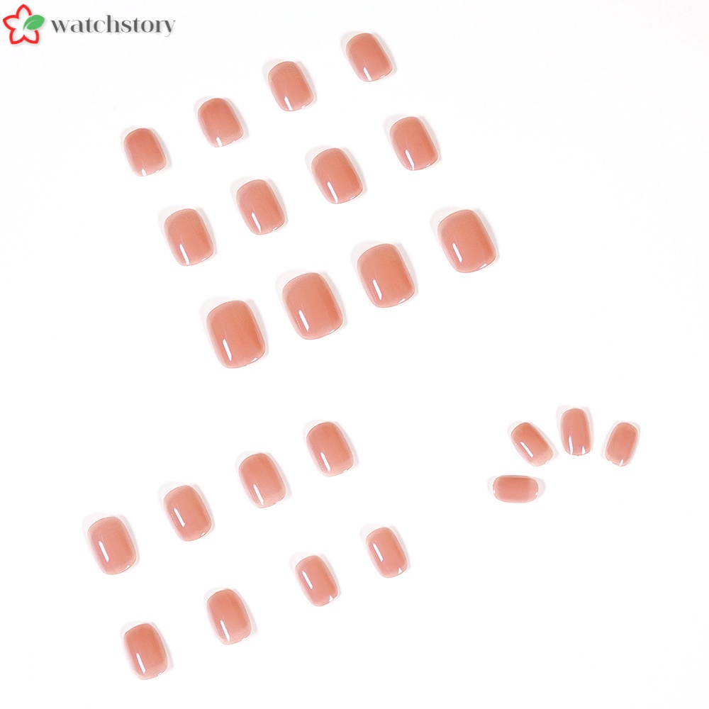 Bộ 24 Móng Tay Giả Ngắn Màu nude Xinh Xắn