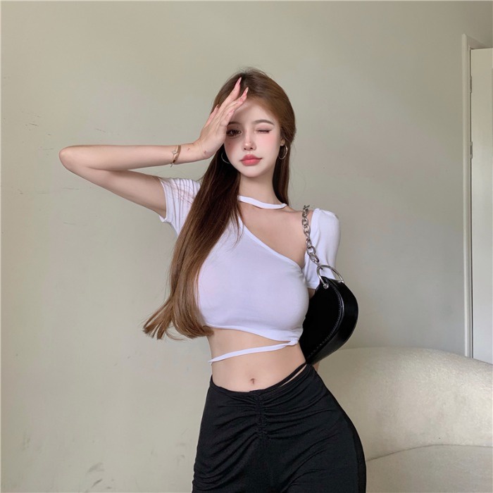 Áo croptop dây chéo body HAGA ngắn tay cotton mềm mịn charming girl ADEC39CT