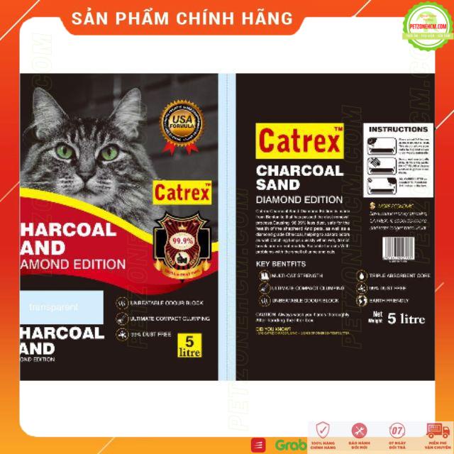 Cát mèo siêu vón ️ FREESHIP ️Cát vệ sinh cho mèo than hoạt tính Charcoal Sand Diamond Edtion Catrex Mỹ túi 5 lít