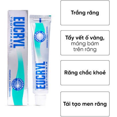 [Chính hãng] Kem đánh răng tẩy trắng răng Hương Bạc Hà Eucryl-UK