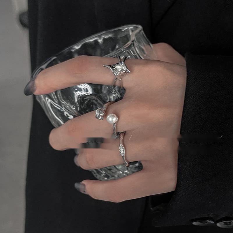 Nhẫn Hở Đính Ngọc Trai Phong Cách Hip Hop Thời Trang Cho Nữ