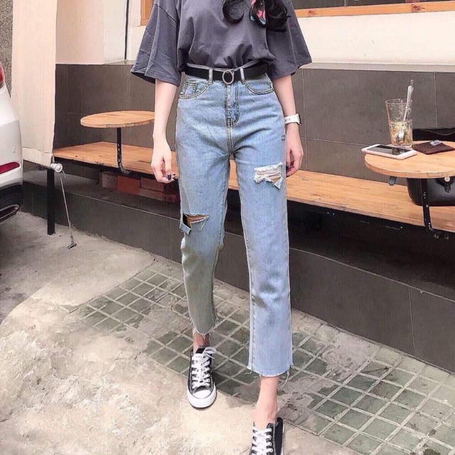 QUẦN BÒ BAGGY RÁCH ĐÙI 2 BÊN