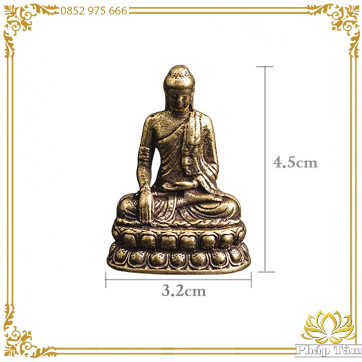 Đức Phật Thích Ca Mâu Ni Tọa Đài Sen Tượng Nhỏ Phong Thủy Để Bàn Đồng Nguyên Khối - Tâm Phong Thủy
