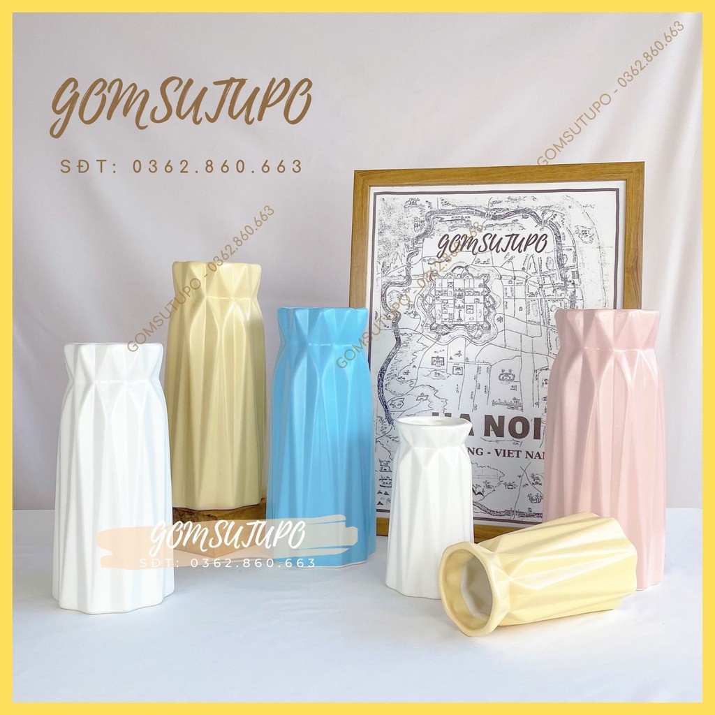 Bình Hoa/Màu Pastel - 5 Màu sắc - Gốm Sứ Bát Tràng - Lọ Hoa Tràng Trí Decor