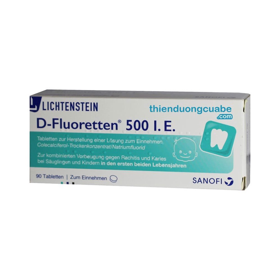 Vitamin D Fluoretten 500 IE cho bé sơ sinh và trẻ em dưới 2 tuổi hộp 90 viên