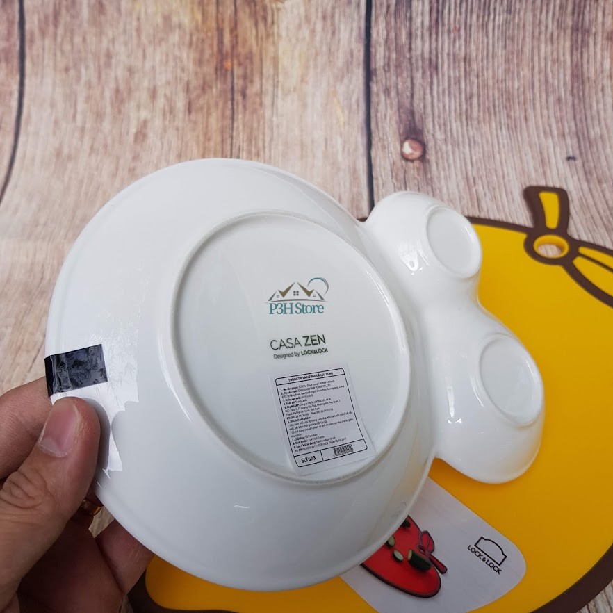 Dĩa sứ Procelain trắng 3 ngăn Lock&amp;Lock Casa Zen SLT673