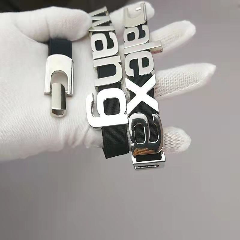 Thắt Lưng Da Bò Phối Kim Loại Khắc Chữ Alexander wang Chất Lượng Cao Cho Nam Và Nữ