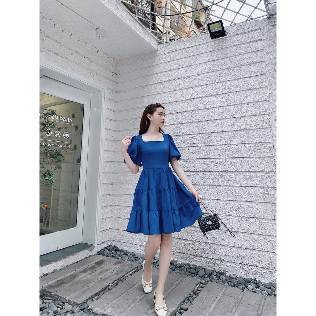 Đầm cổ vuông đuôi cá tay bồng V308 Hamistore