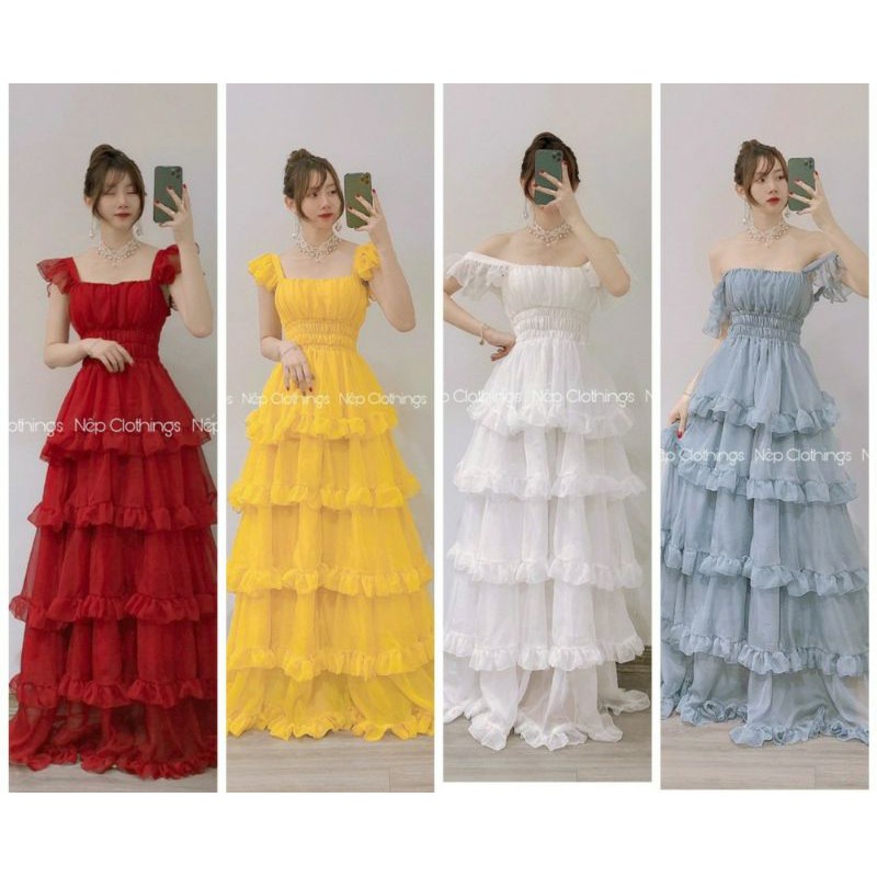 ( ảnh thật) Sẵn 1 ngày Váy maxi boho cánh tiên xòe tầng quảng châu | BigBuy360 - bigbuy360.vn