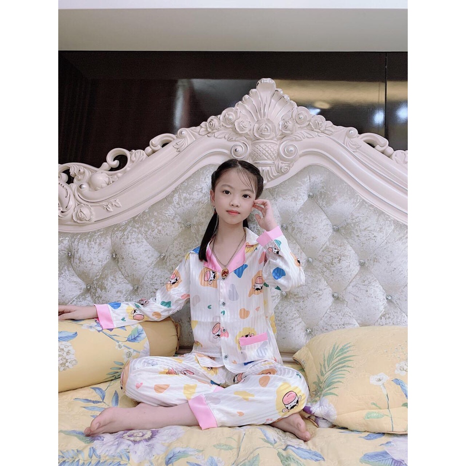 Quần áo trẻ em ,pijama lụa gấm mềm mát không nhăn - ảnh sản phẩm 5