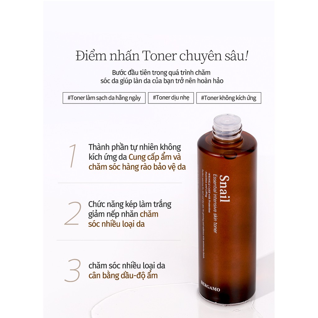 Toner Bergamo chiết xuất ốc sên dững da 210ml