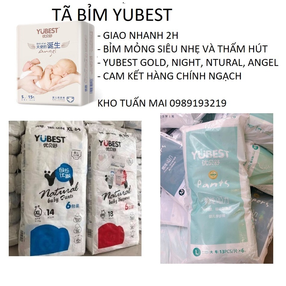 Bỉm Yubest Gold 🍒FREESHIP🍒 Tã dán quần cho trẻ sơ sinh Gold Night Angel Natural S132 S90 M108 M84 L96 L78