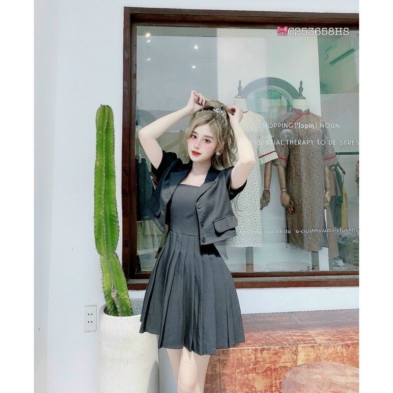 Đầm 2 Dây Xếp Ly Kèm Áo Khỉ Bigsize 55kg Đến 100kg (M/L/XL/XXL)