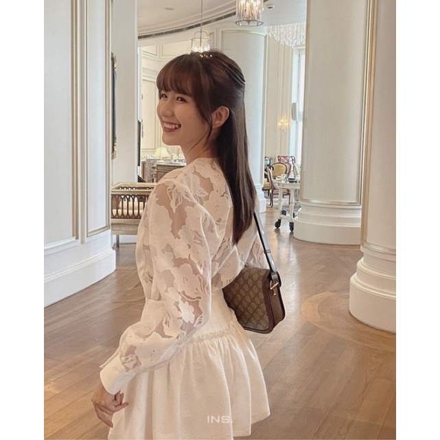 SET ÁO BBD HOA NỔI TAY + CHÂN VÁY VIỀN BÈO