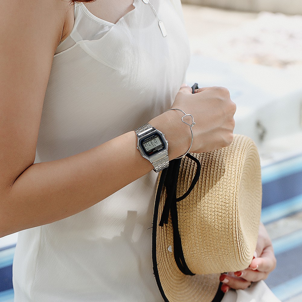 Đồng hồ unisex dây kim loại Casio chính hãng Anh Khuê A159WA-N1DF (33mm)