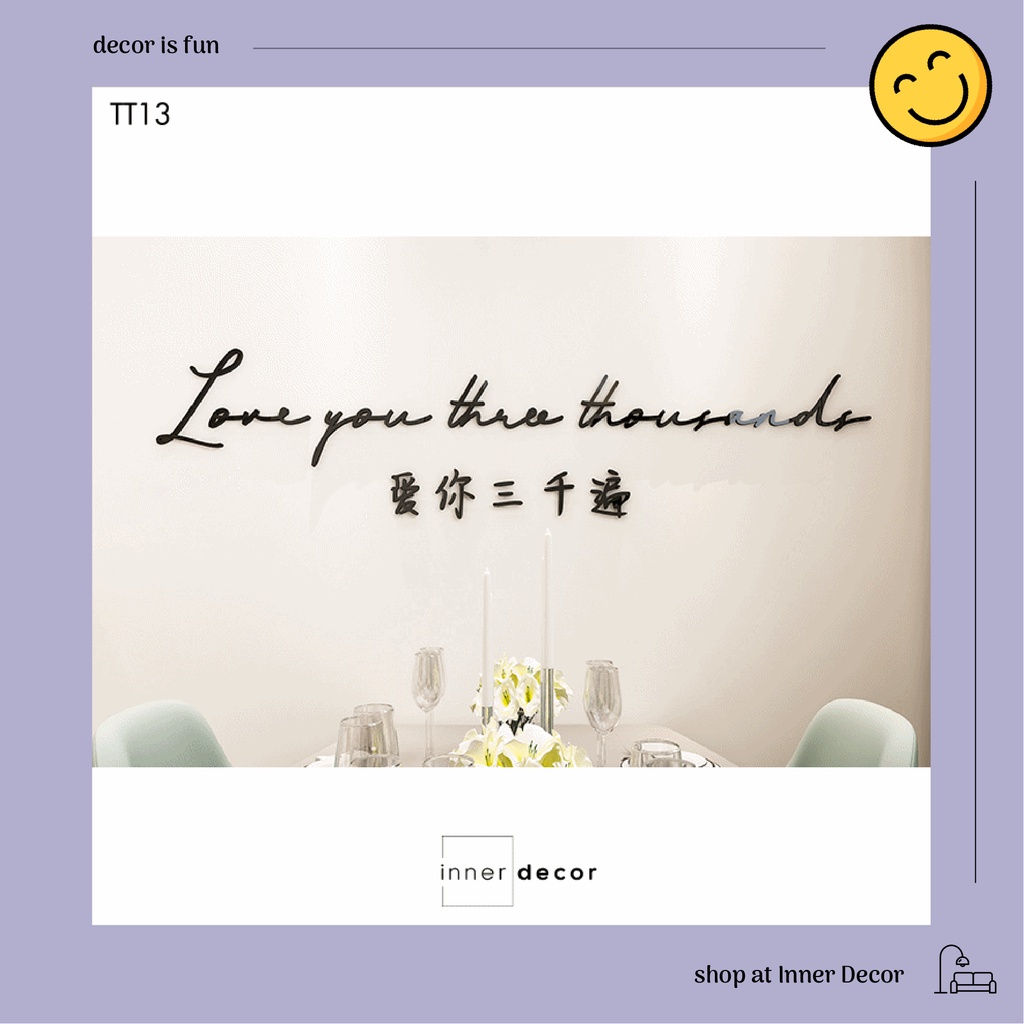 Chữ 3d dán tường " Love you three thousand"