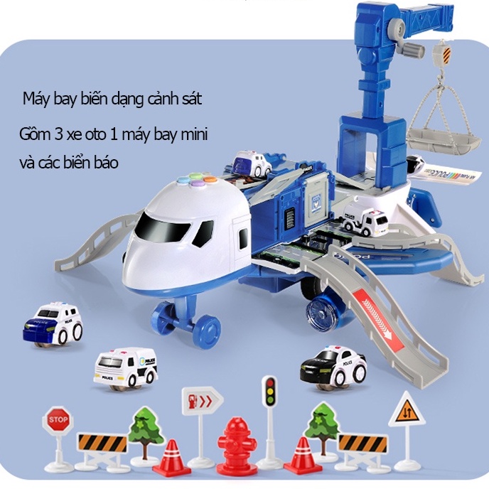 Đồ chơi máy bay cỡ lớn lắp ráp mô hình biến dạng thông minh chất liệu nhựa ABS an toàn cho bé có tặng kèm pin