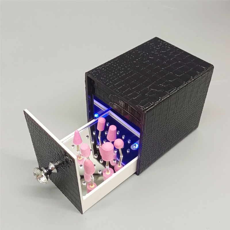 Youyo Hộp Khoan Móng Tay Sức Chứa Lớn Chống Bụi Ánh Sáng Xanh Dương Dùng Trong Salon / Trang Sức USB Ch Cho Nữ