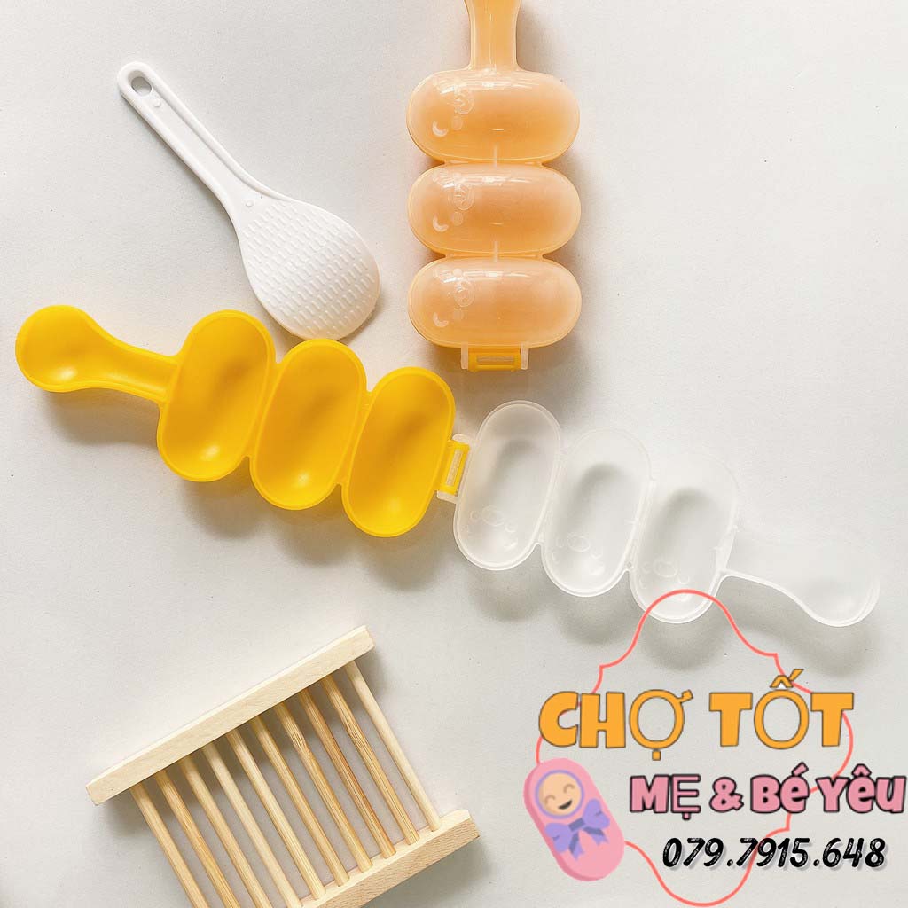 Khuôn Lắc Cơm Tạo Hình Cơm Viên Bento Cho Bé Ăn Dặm Kèm Thìa