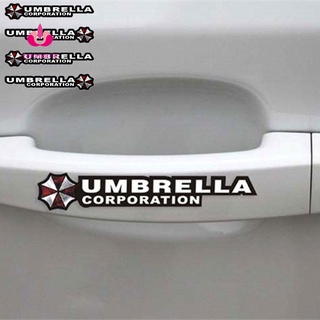 COD 4Pcs Reflective Car Sticker Resident Evil Umbrella Letter Auto Door Handle Decal