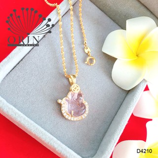 Dây chuyền nữ dạng xoắn mặt hồ ly màu hồng đính đá thiết kế bền màu cao cấp Orin D4210