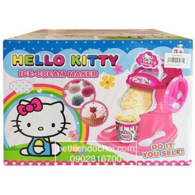 Hộp đồ chơi máy làm kem mini làm kem thật ăn được HELLO KITTY