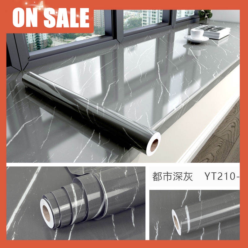Giấy Dán Tường PVC Tự Dính Chống Nước Chống Dầu Họa Tiết Đá Cẩm Thạch Trang Trí Nhà Bếp 0.6*10m