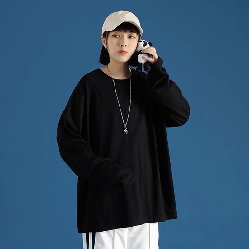 Áo thun trơn tay dài form dáng unisex cho nam nữ giá rẻ