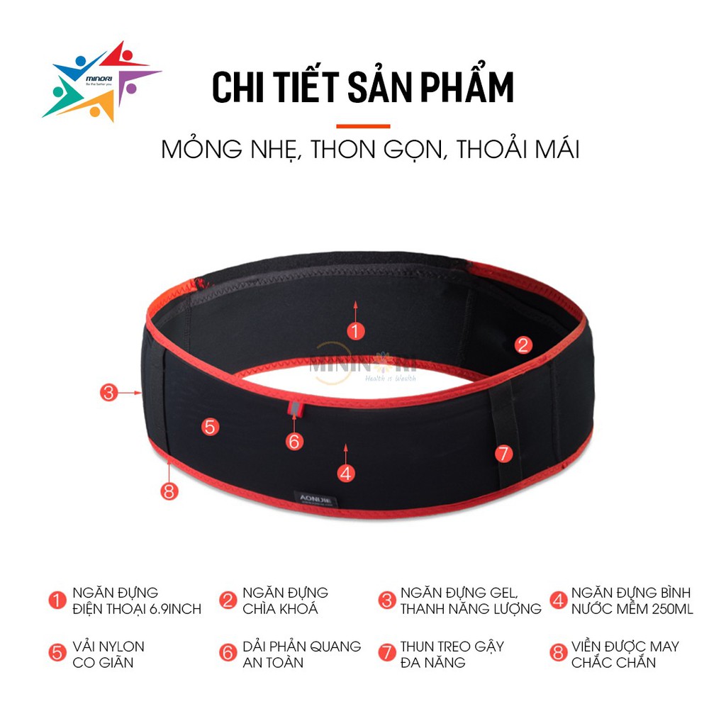 [Mã MINI20k hoàn 10% đơn 199K tối đa 20K xu]Đai Đeo Hông Chạy Bộ Aonijie W938S + Tặng Kèm Bình Nước Mêm