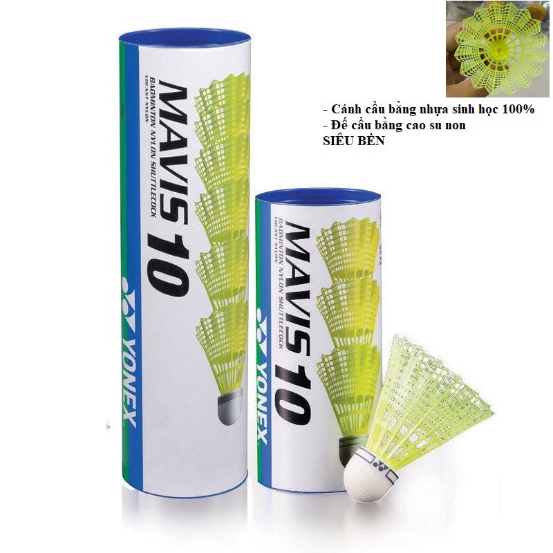 Quả cầu lông bằng nhựa Yonex Mavis 10 (6 quả/1 hộp) hàng chính hãng