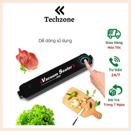 Máy Máy Hút Chân Không Thực Phâm Vacuum Sealer, Tự Hàn Miệng Túi - TẶNG KÈM TÚI HÚT