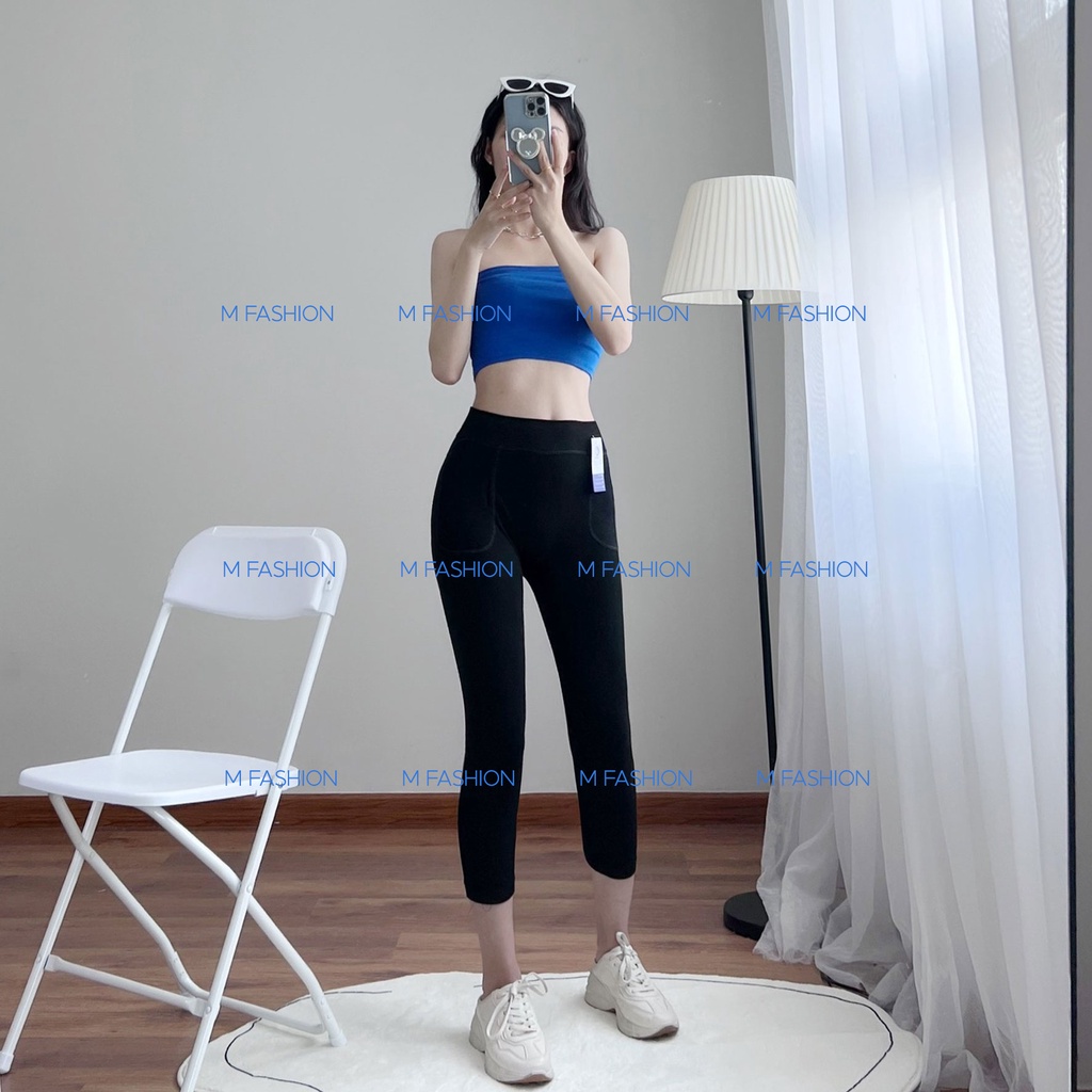 Quần legging ngố nữ lưng cao dày dặn cao cấp nâng mông tôn dáng mặc nhà tập gym M Fashion LG03