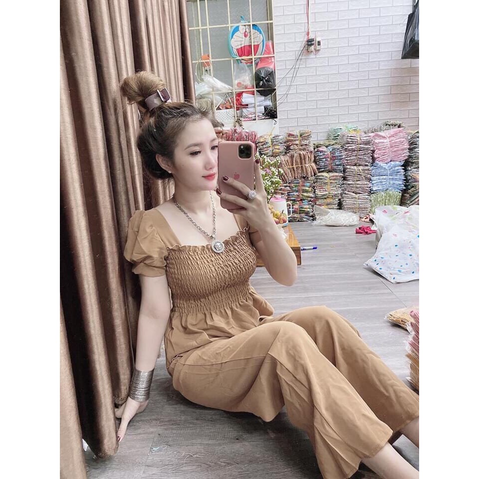 Sét bộ voan áo nhún quần suông tiểu thư TTSA0408