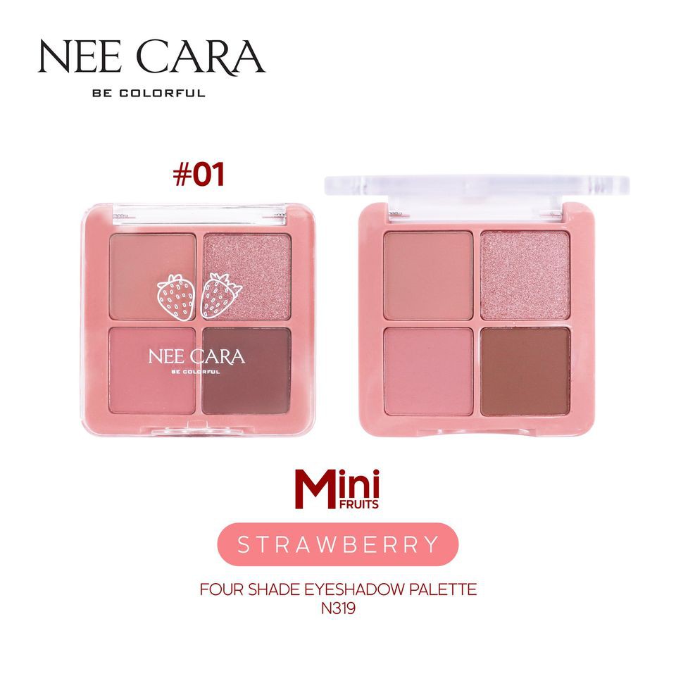 [Auth Thái] Bảng Phấn Mắt Nee Cara Tông Hồng Dâu - Bảng Màu Mắt Tông Hồng Baby - Nee Cara Mini Fruit N319 No.1