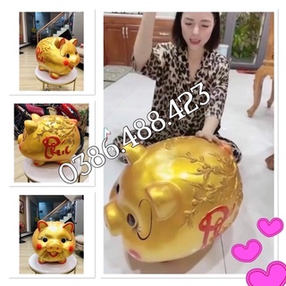 Heo đất tiết kiệm tiền to màu vàng đồng
