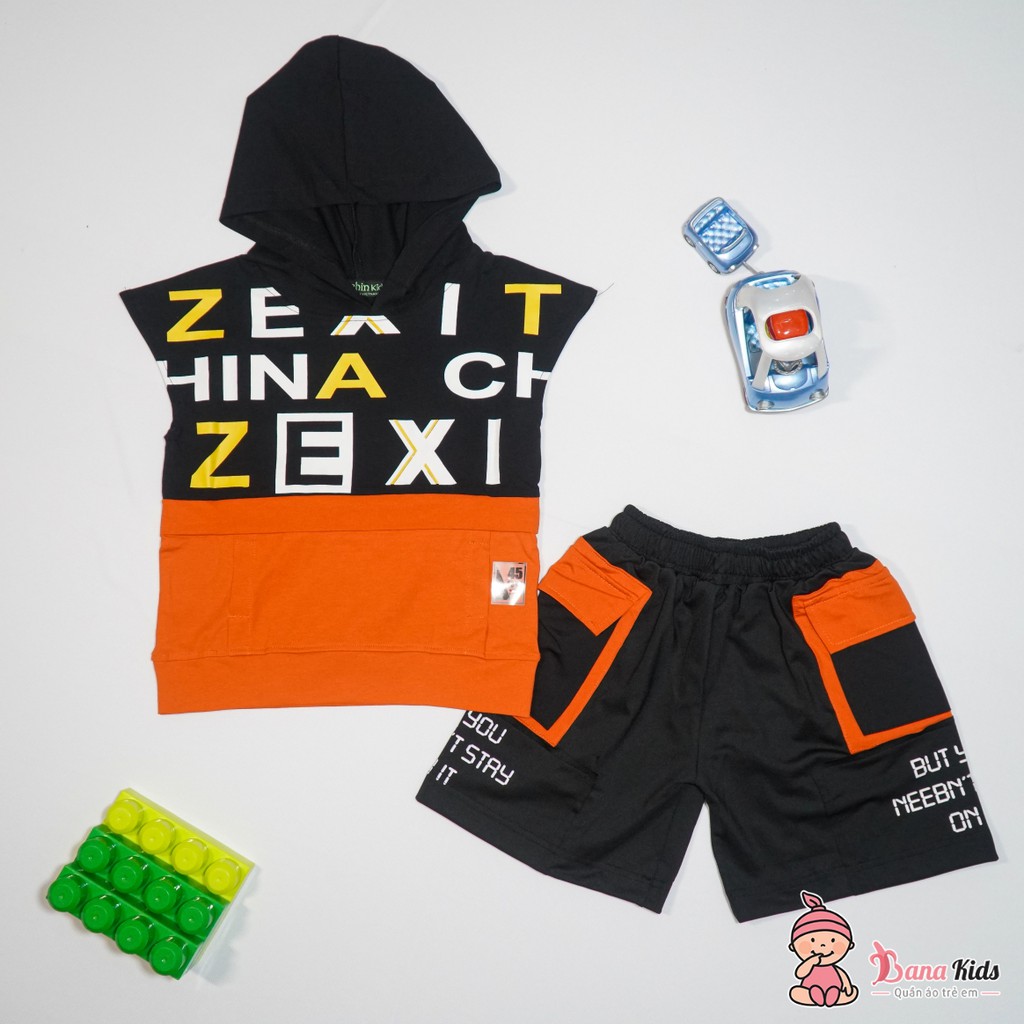 Đồ Bộ Sát Nách Bé Trai 1-6 Tuổi Áo Thun Có Nón Cotton Cao Cấp, Quần Áo Trẻ Em Bana Kids 01129