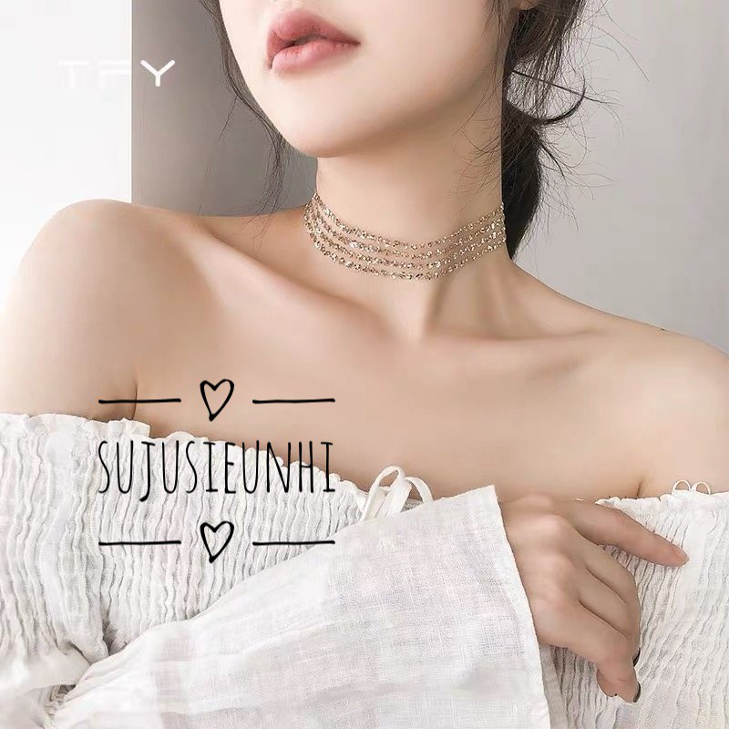 Vòng cổ choker lấp lánh kim tuyến hai màu