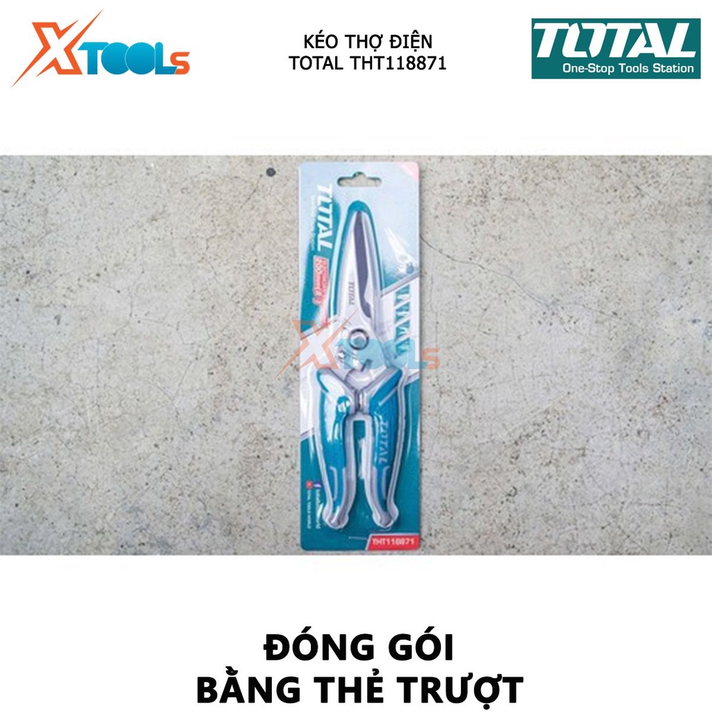 Kéo thợ điện TOTAL THT118871 | kéo mini cho thợ điện kích thước 200mm  chất liệu thép không gỉ
