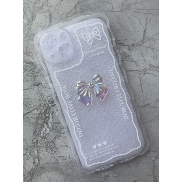 Ốp lưng iphone mềm dẻo viền mây trong suốt có charm trái tim trong sáng và sang trọng
