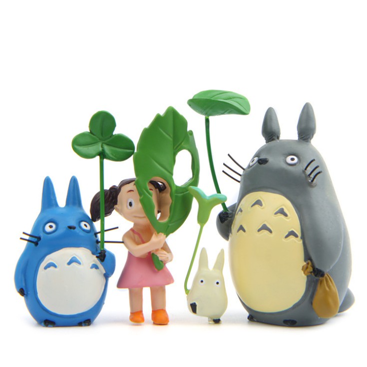 Mô hình Chu Totoro cầm cỏ Clover ba lá cho các bạn trang trí tiểu cảnh, terrarium, DIY