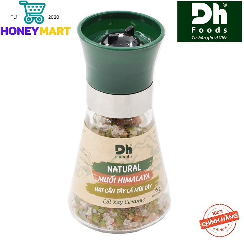 Natural Muối Himalaya Hạt Cần Tây Lá Mùi Tây 75g DHGVT96 - kèm cối xay gia vị tiện lợi HONEYMART
