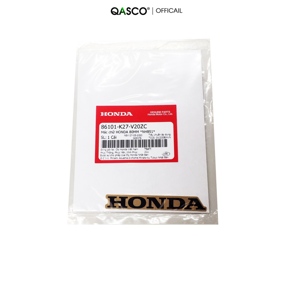 Tem chữ HONDA 80MM dùng chung nhiều xe (màu NHB51) (86101K27V20ZC)