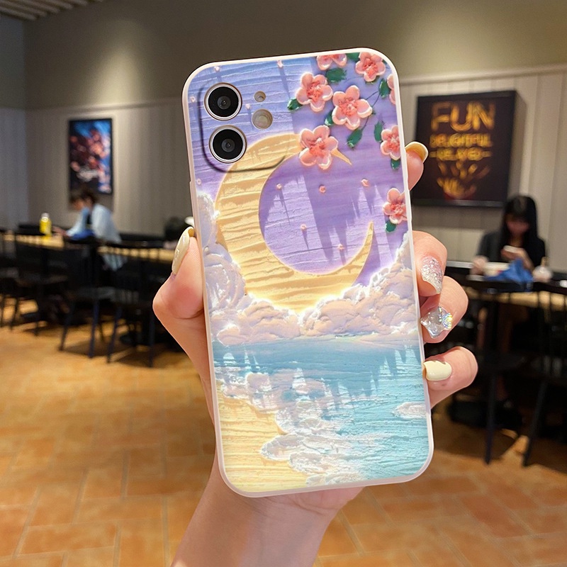 Ốp lưng 12Promax mây trăng hoa siêu dễ thương viền vuông bảo vệ camera Ốp iphone6/6s/7/8se2020/plus/x/xr/xsmax/11/13/Pro