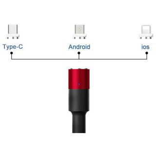 1M Cáp sạc nhanh từ tính kết nối 3 cổng Micro USB/ Type C/ Lightning cho iOS iPhone Android
