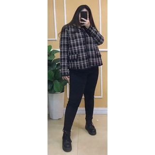 Áo khoác dạ đen kẻ BIGSIZE