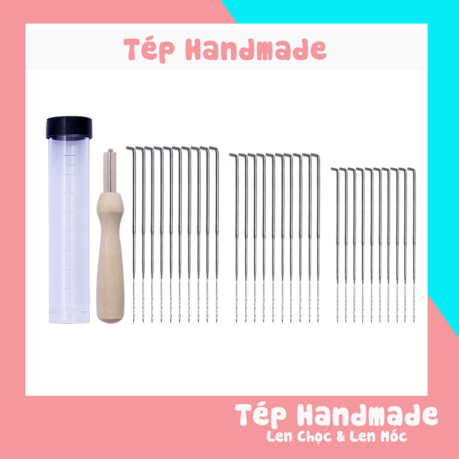 hộp kim chọc len 30c 3 size kèm cán gỗ hàng tốt giá tốt needle felting
