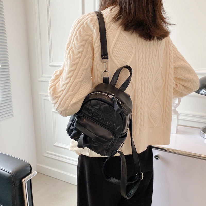 Balo mini đeo vai da pu  dập trám thời trang nữ