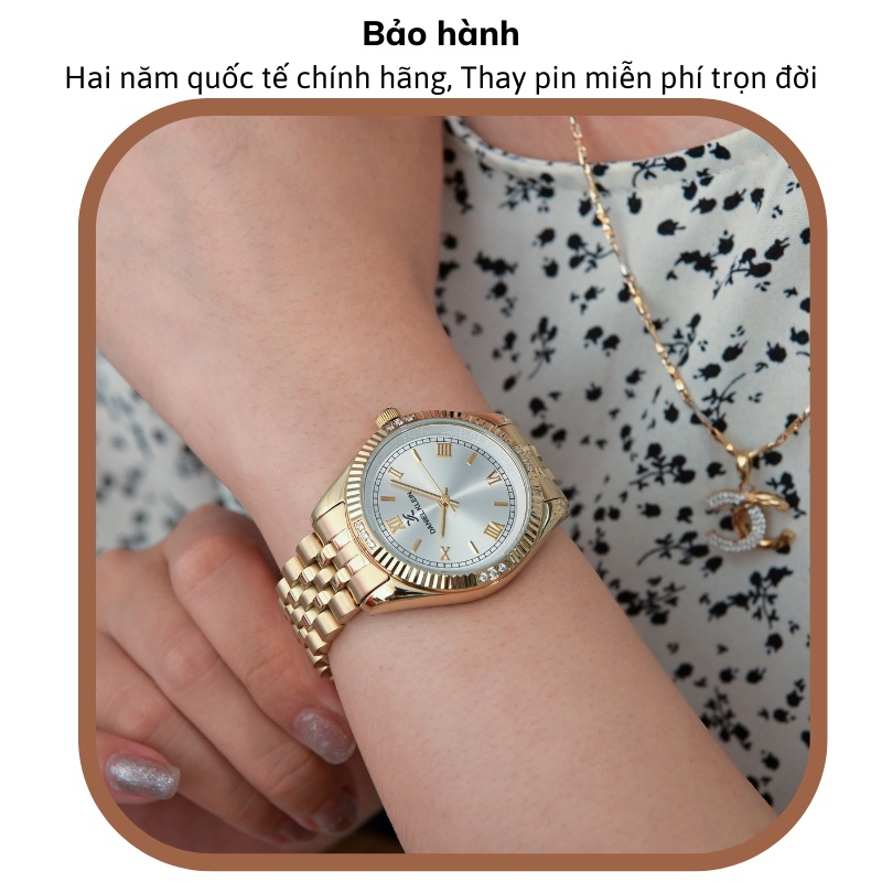 Đồng hồ nữ Daniel Klein Watch DK.1.12802 mặt nhỏ đính đá kính cường lực, chống nước dây thép đeo tay cao cấp chính hãng