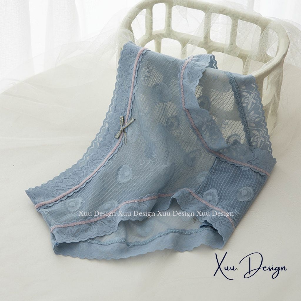 Quần lót nữ ren nơ họa tiết chìm thông thoáng tông màu trẻ trung ngọt ngào - WeXuu Design QC41